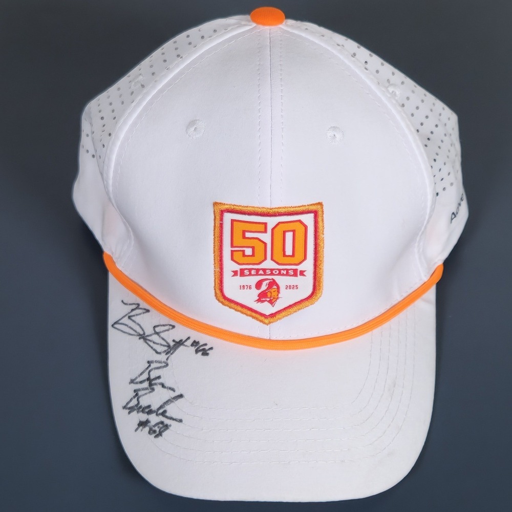 Signed By Ben #66 &‎ #68 Tampa Bay Buccaneers 50 Seasons Rope Snapback Hat NFL